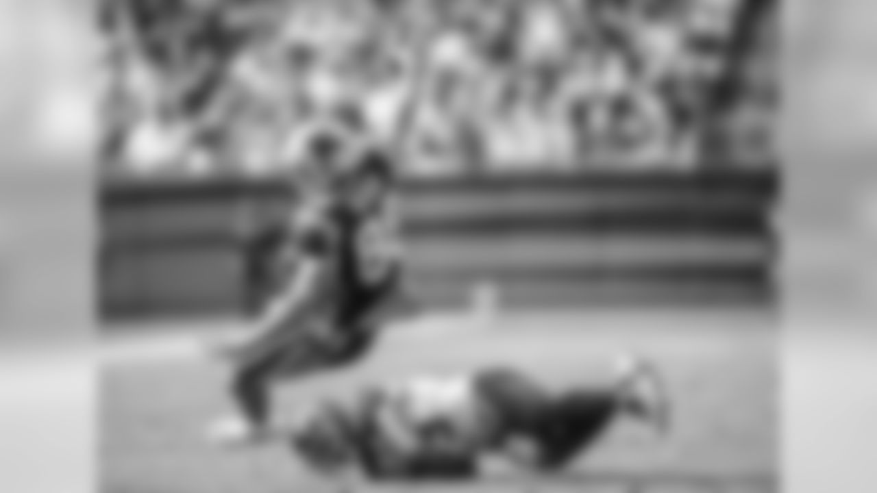 Greg Olsen is tackled after making a reception against the Tampa Bay Buccaneers at Bank of America Stadium on Sunday, Nov 4, 2018.